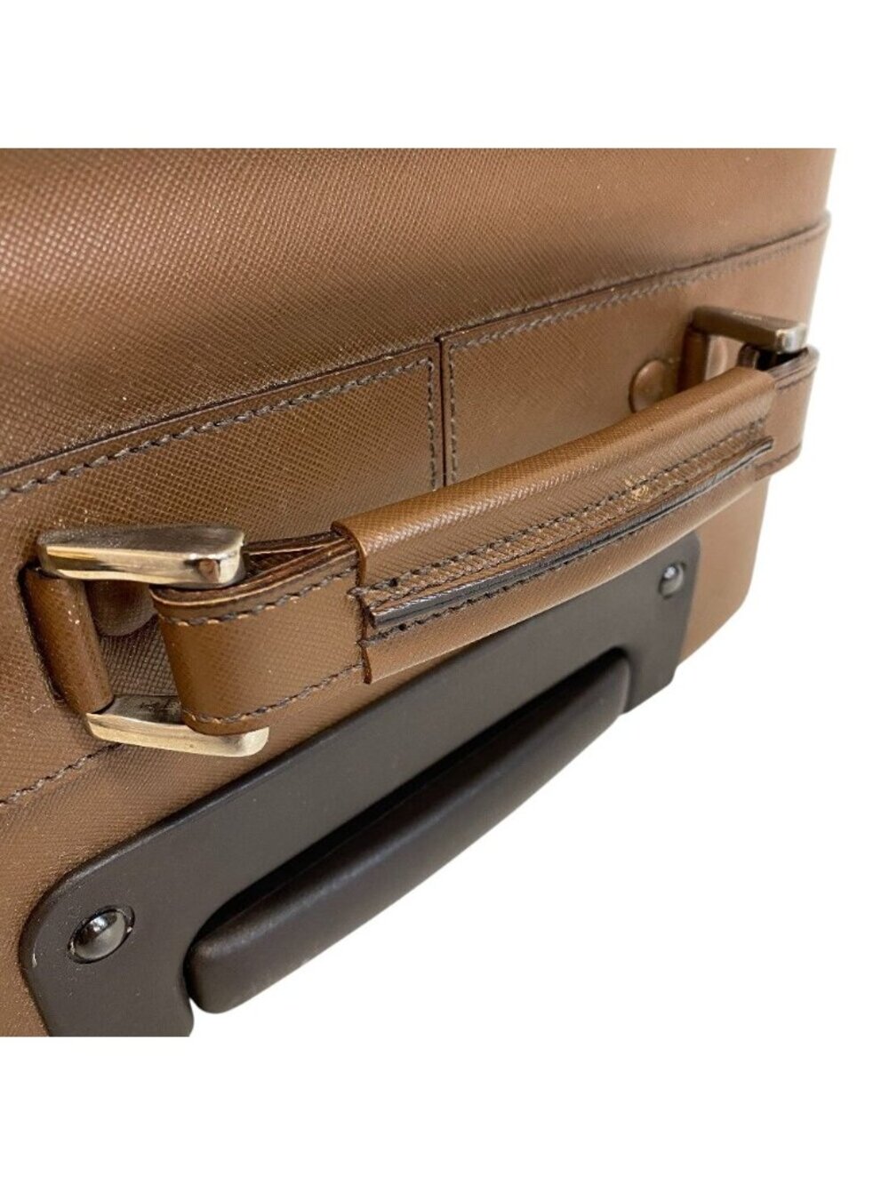 Prada Carry Case Travel Bag Triangle Plate Leather Shoes Brown - Picture 5 of 8